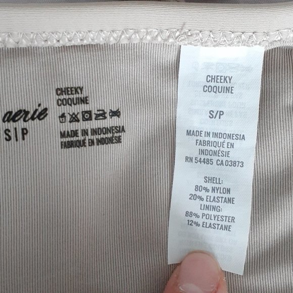 Aerie Sand / Nude Halter Bikini Top Extra Small (XS), Cheeky Bottom Small - Picture 6 of 6